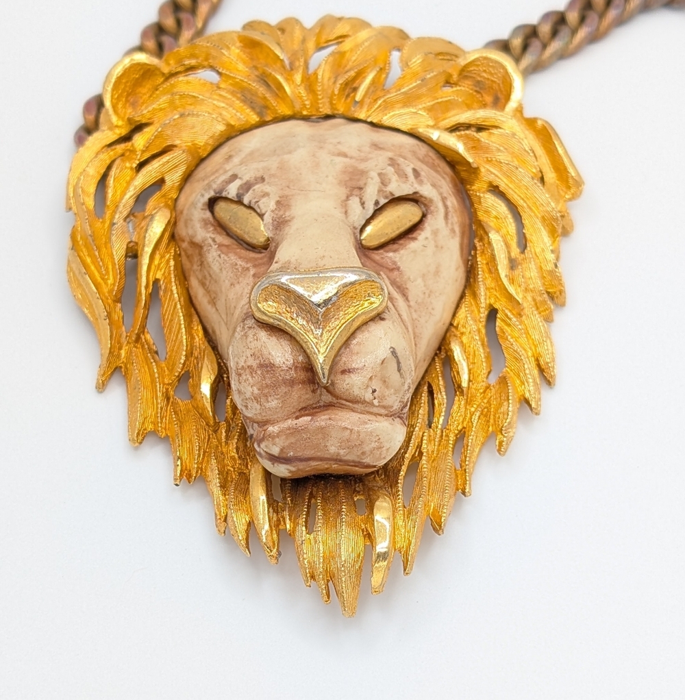 Vintage Unsigned Razza Lion Statement Necklace - image 6